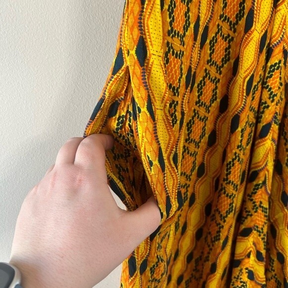 Kahindo Kano Orange Yellow Patterned Cropped Wide Leg Jumpsuit Size Large - Picture 6 of 9